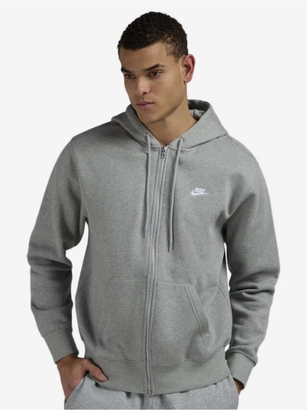 Nike Men’s Gray Zip-Up Hoodie with Hood